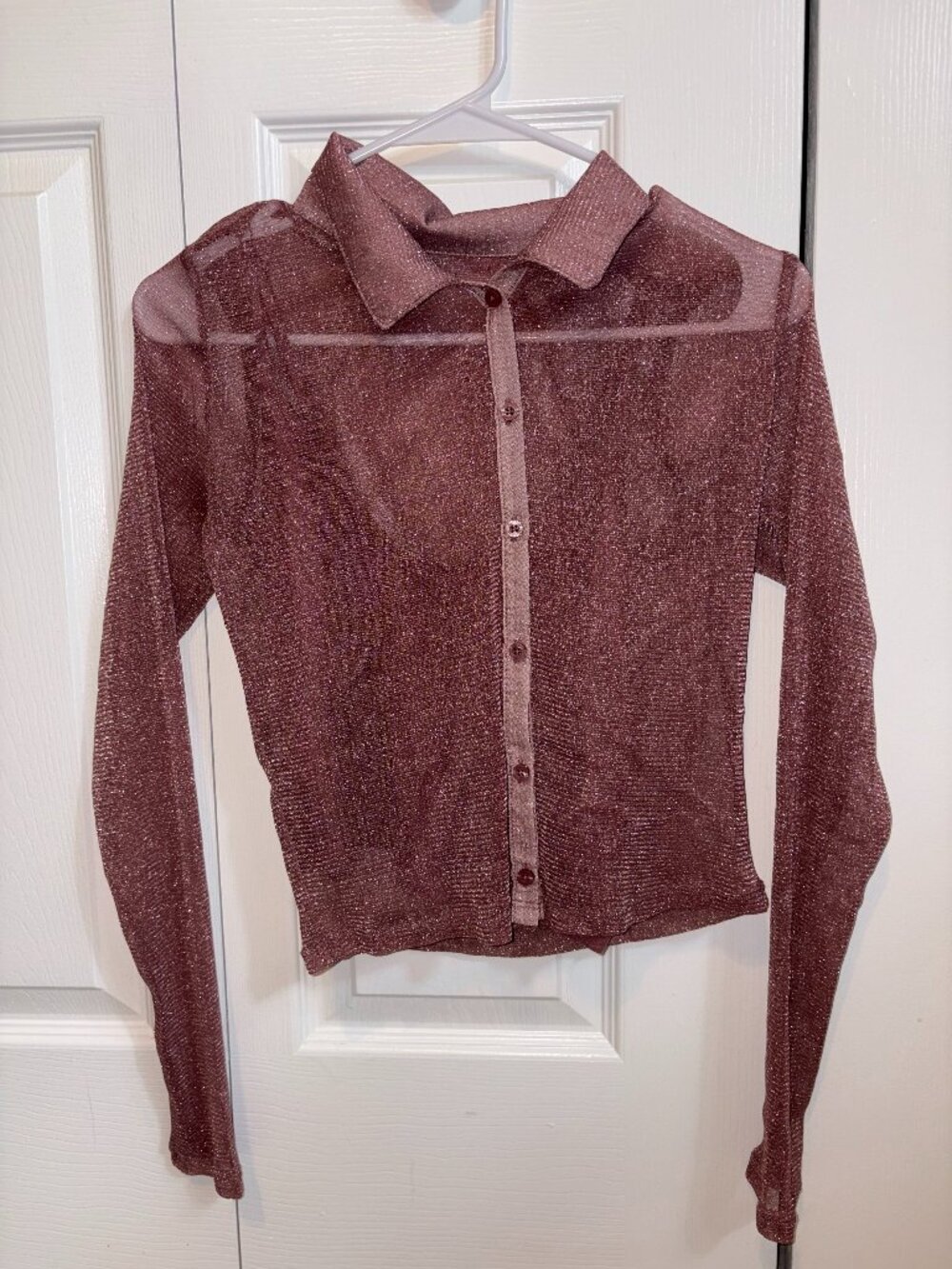 Sheer Pink Button-up Top